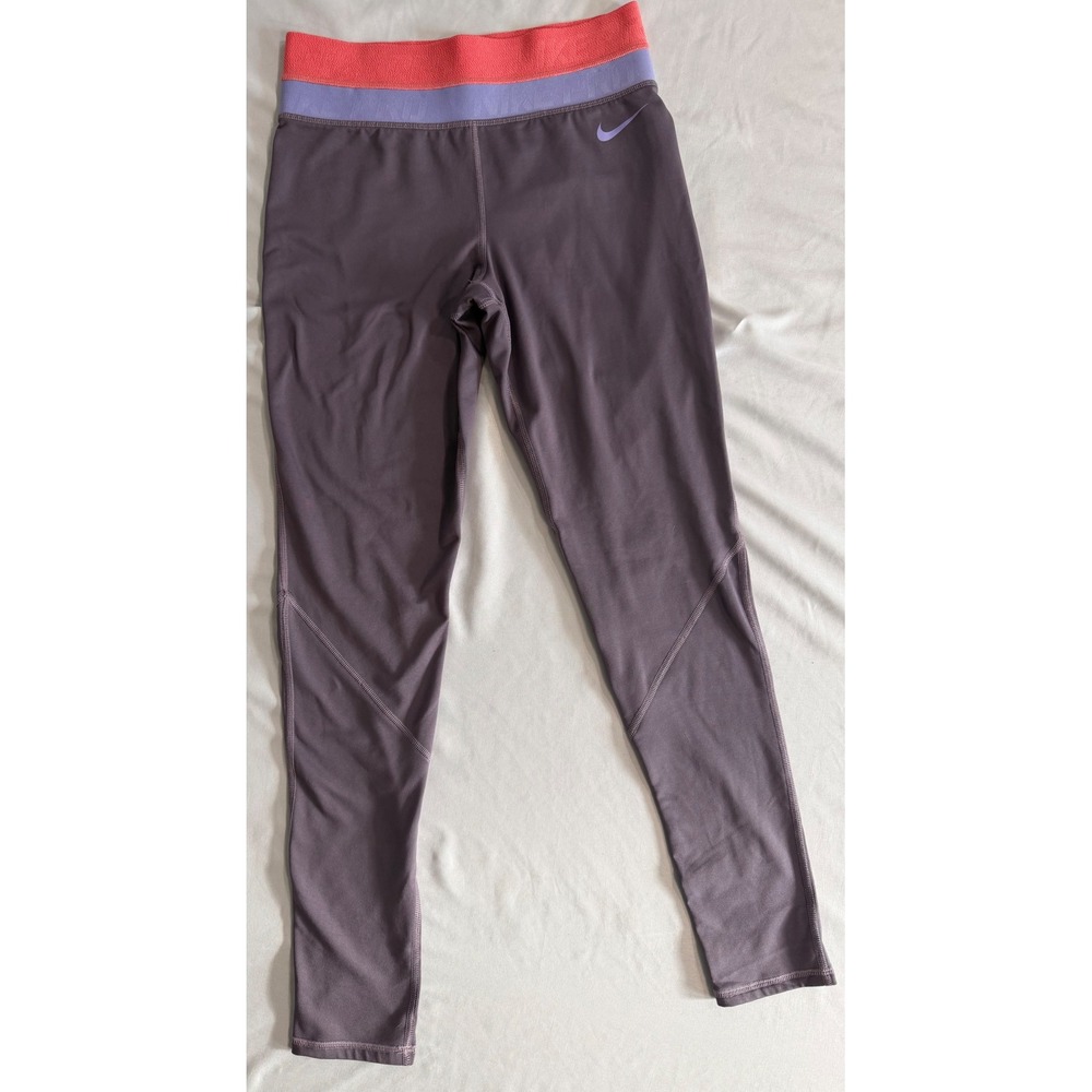 Nike Pro Dri-FIT Womens Medium Purple Leggings Coral Lavender Waistband Tights